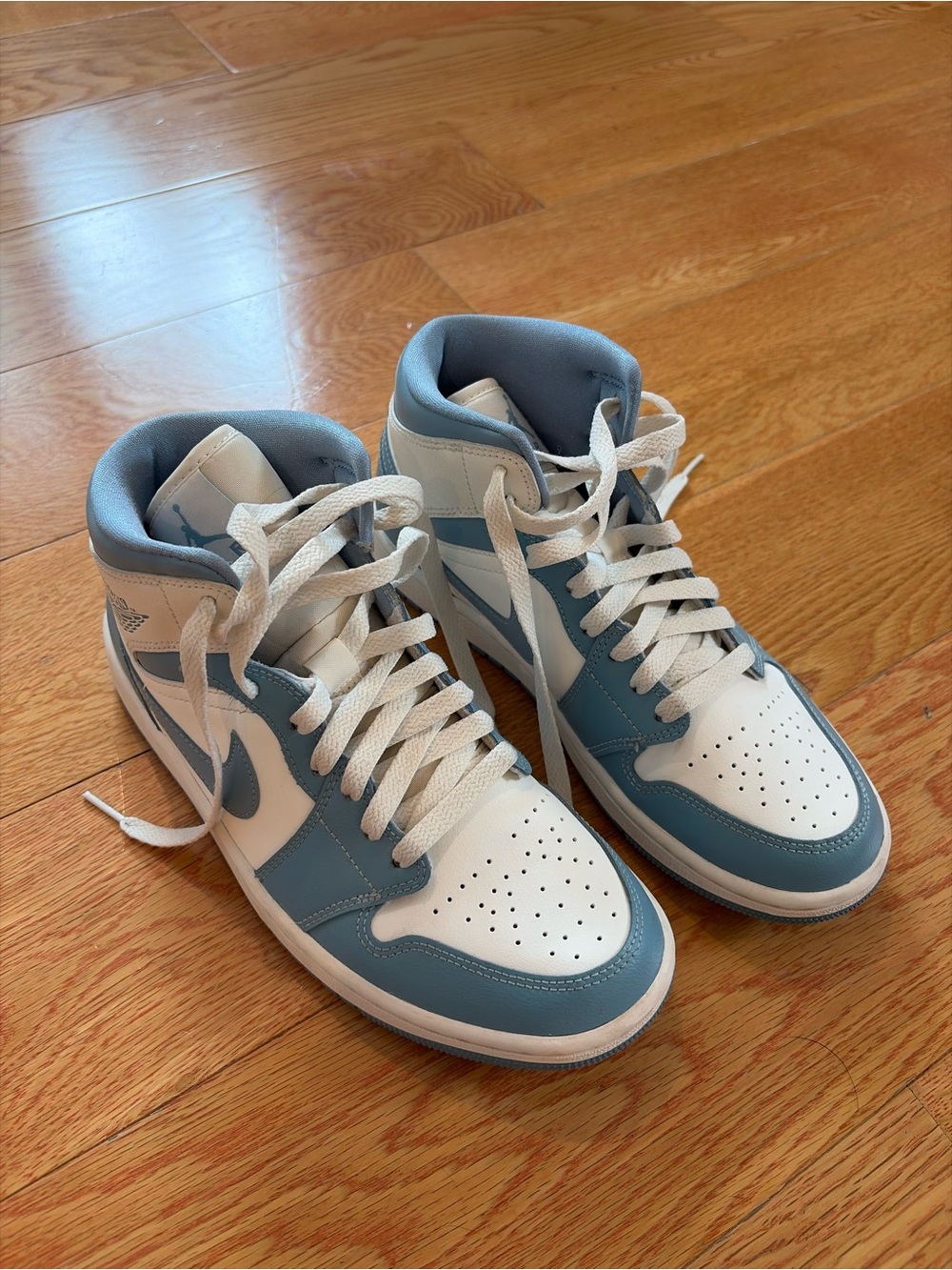 Nike Air Jordan 1 Mid in White and Light Blue